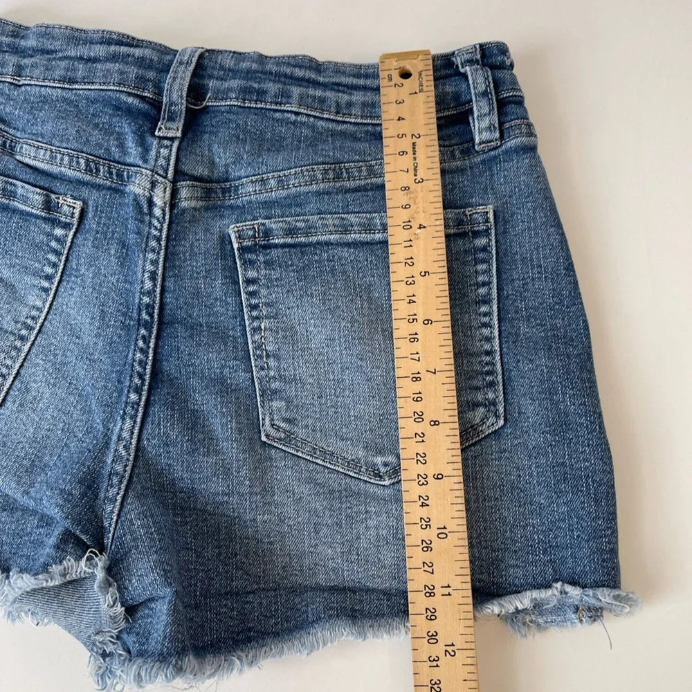 Button Fly Distressed Denim Shorts YMI Dream Denim 5/27